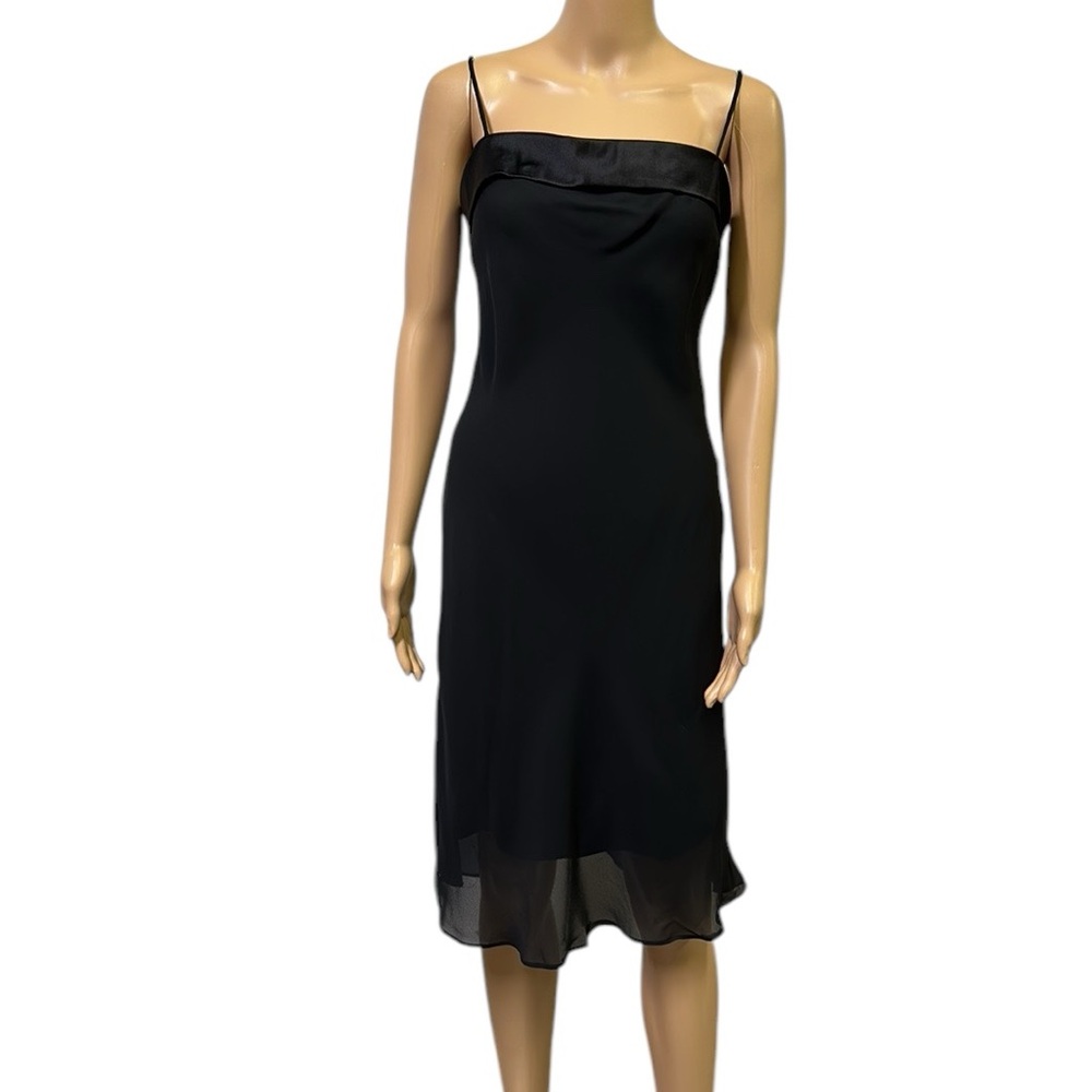 Jump Apparel Black Semi Formal Lined Spaghetti Strap Vtg Midi Dress Juniors 9